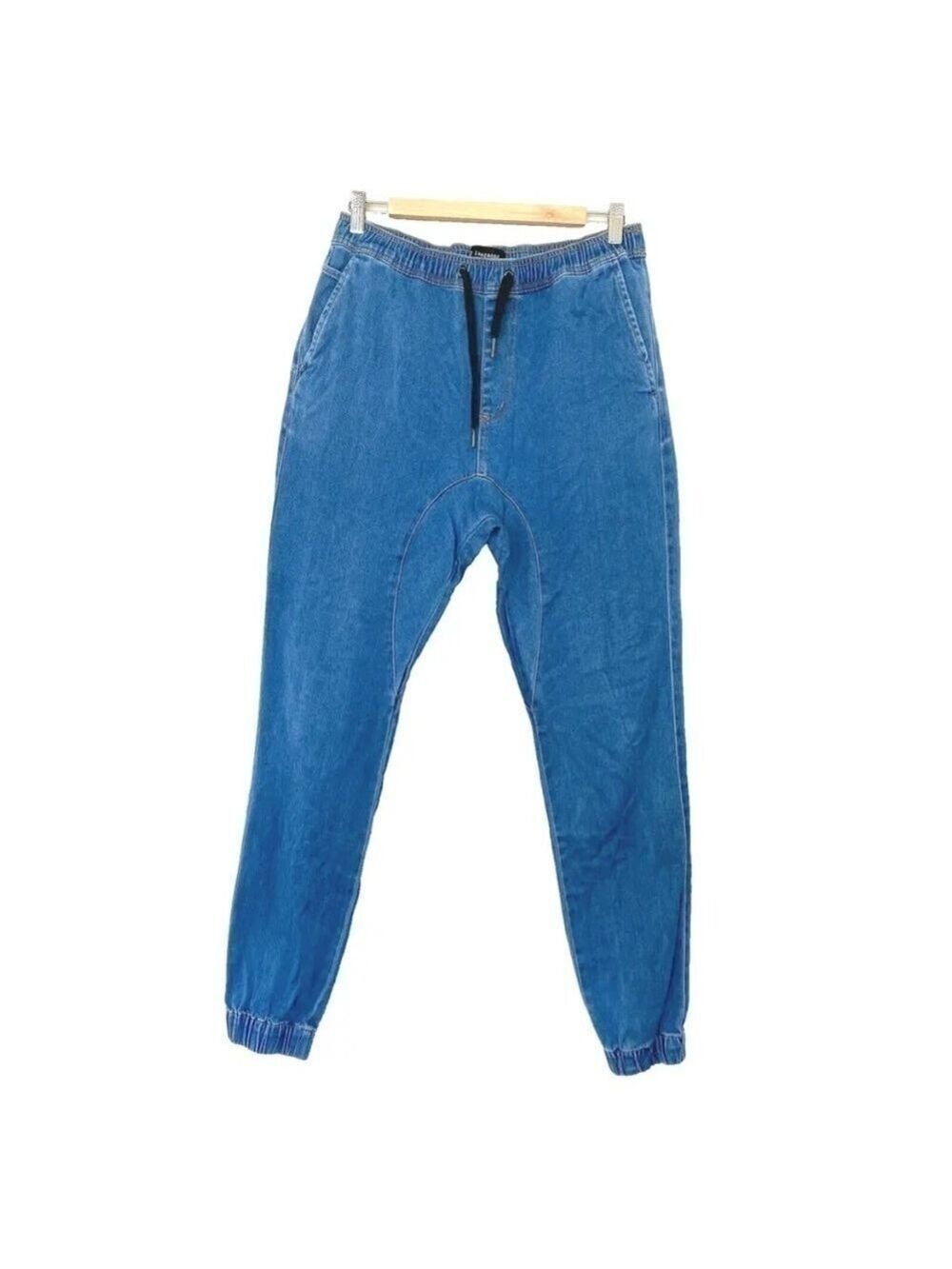 ZANEROBE Jogger Pants Denim Blue Size 32 Pull on Drawstring